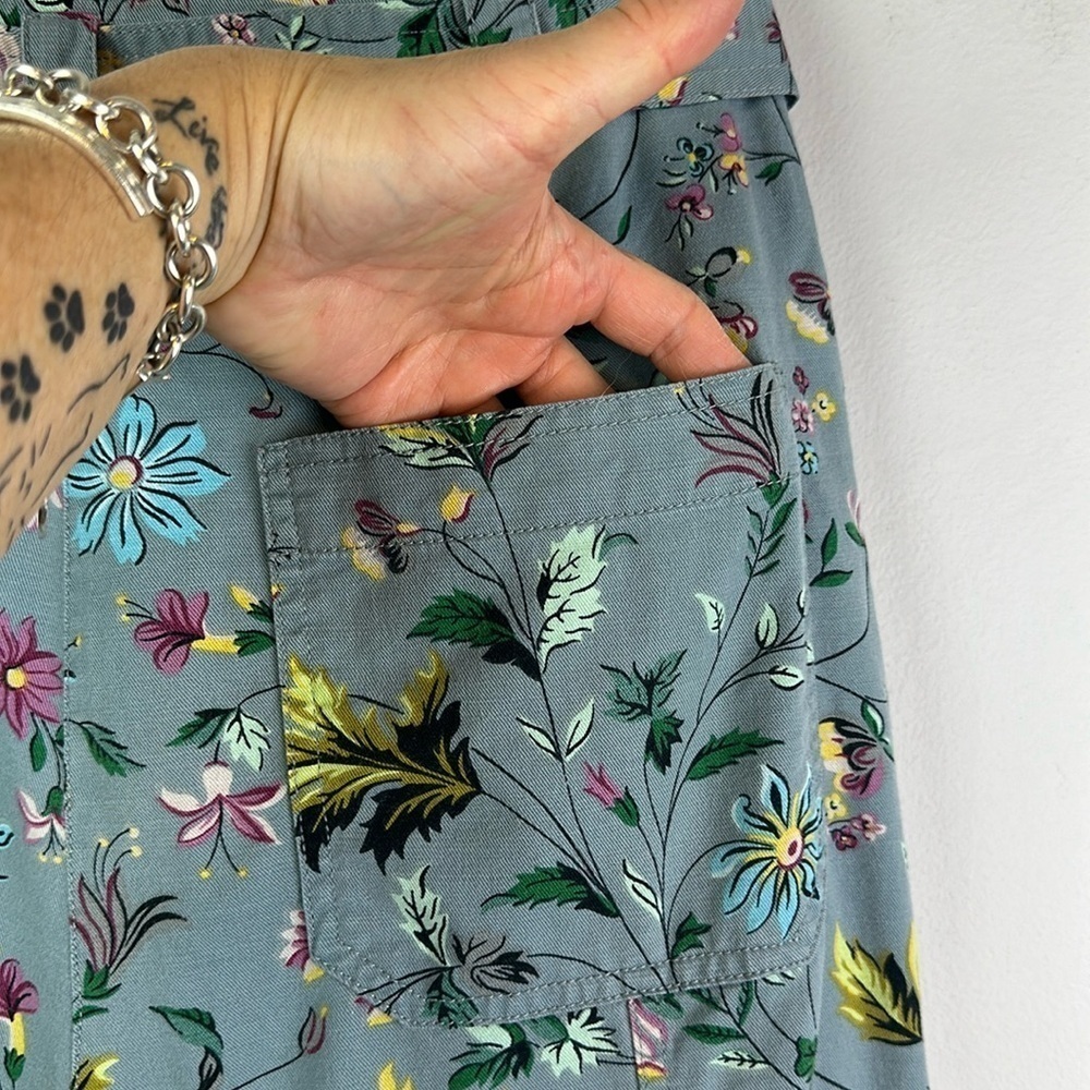 Anthropologie Victoria Floral Cargo Pants Size 8 High Waisted Belted Relaxed Fit - Picture 14 of 16